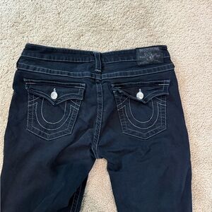 True Religion black with white stitching Jeans